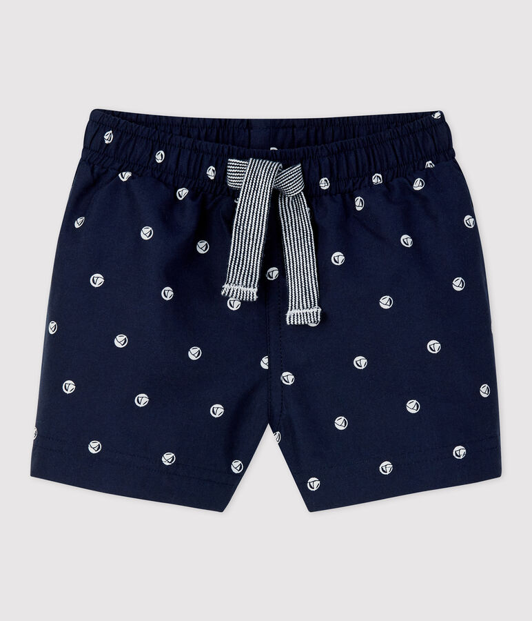 Short de bain en mati&egrave;re recycl&eacute;e b&eacute;b&eacute; bleu/blanc