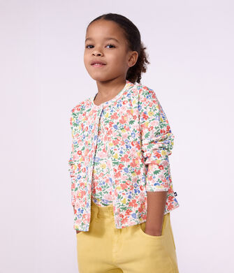 Cardigan enfant en coton &agrave; fleurs