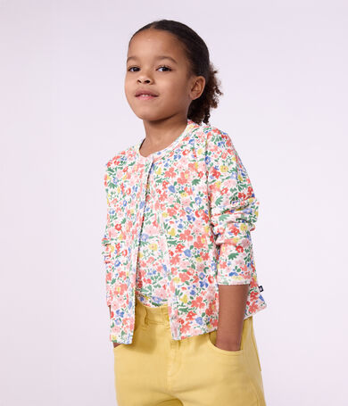 Cardigan enfant en coton &agrave; fleurs