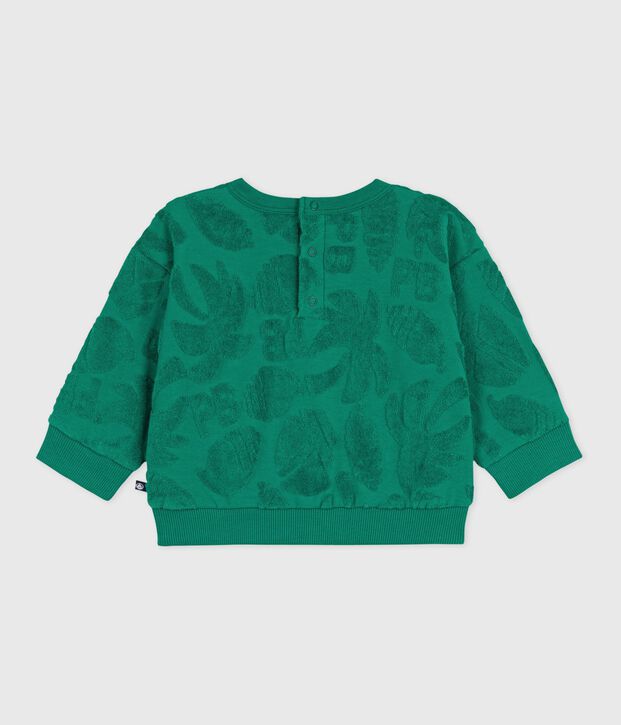 Sweatshirt &agrave; capuche b&eacute;b&eacute; en coton motifs palmiers vert