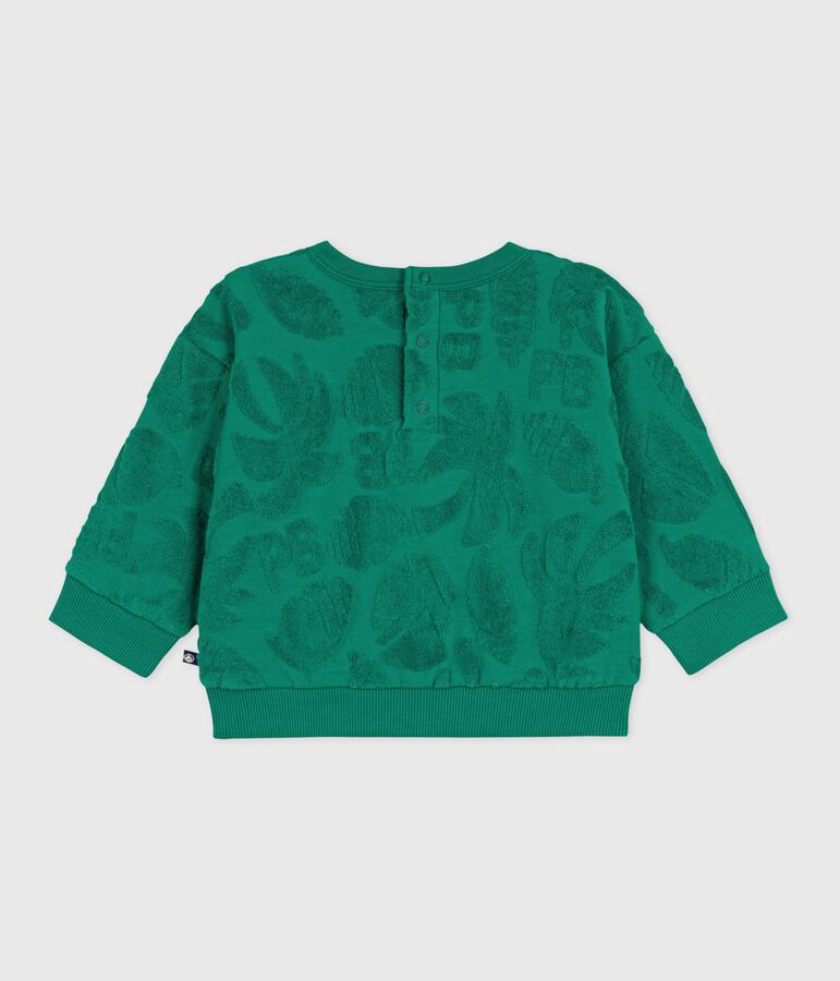 Sweatshirt &agrave; capuche b&eacute;b&eacute; en coton motifs palmiers vert