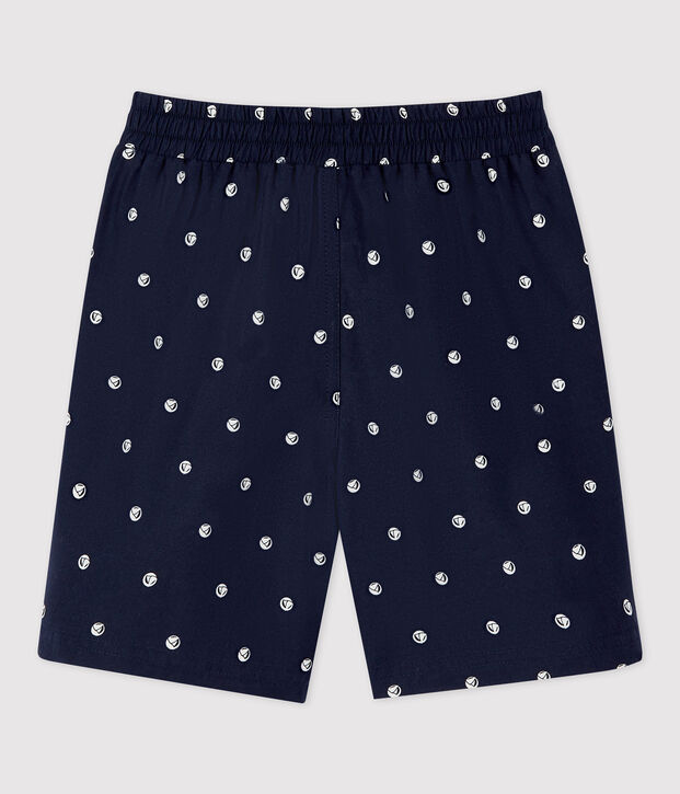 Short de bain recycl&eacute; imprim&eacute; enfant gar&ccedil;on bleu/blanc