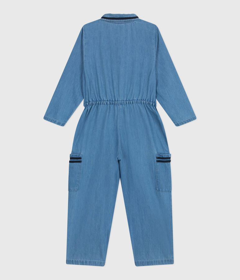 Combinaison longue enfant en coton bleu DENIM CLAIR