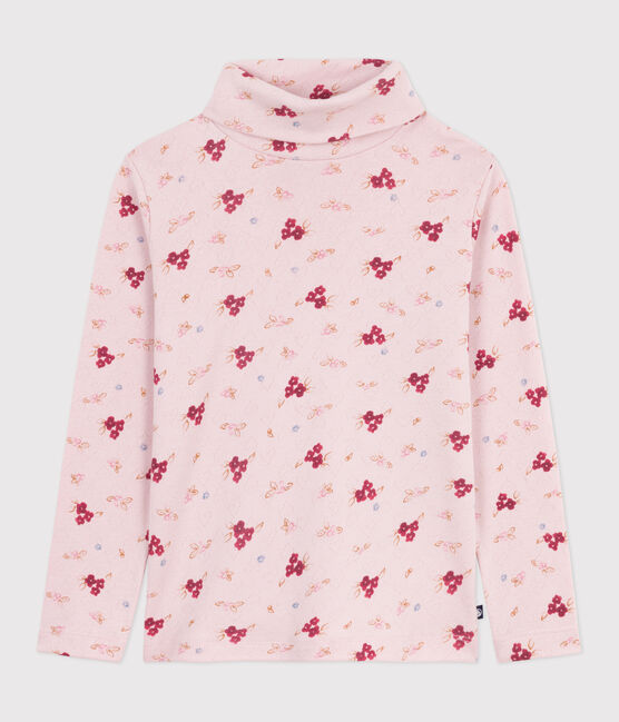 Sous-pull enfant en coton imprimé rose JOLI/blanc MULTICO