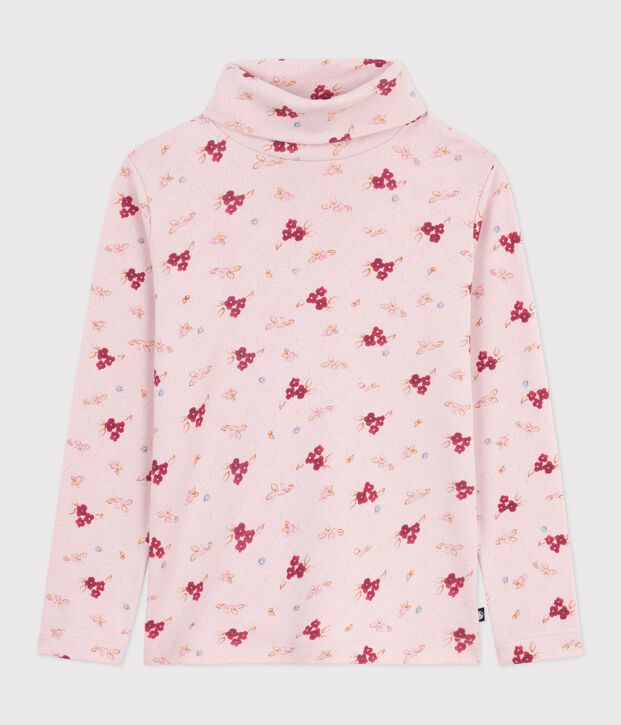 Sous-pull enfant en coton imprim&eacute; rose/multicouleur