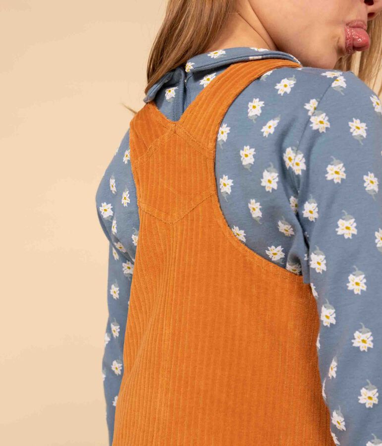 Robe salopette en bouclette velours enfant fille marron ECUREUIL