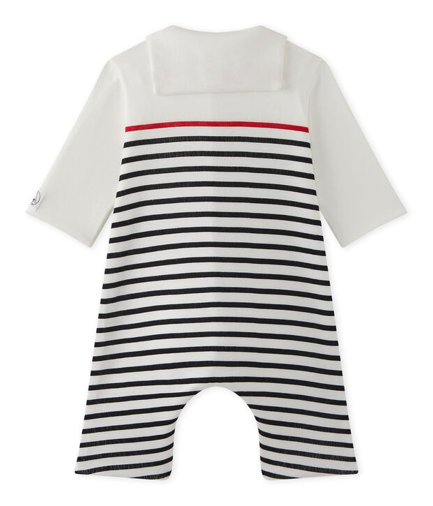 Combinaison b&eacute;b&eacute; gar&ccedil;on ray&eacute;e &agrave; col vareuse blanc/bleu/rouge