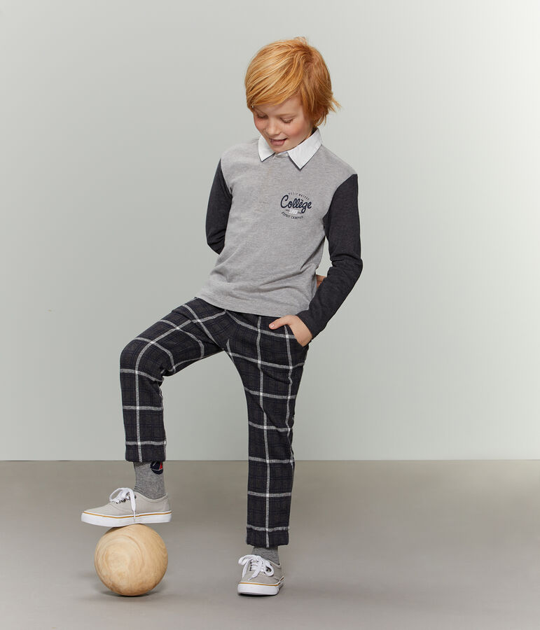 Polo rugby enfant gar&ccedil;on gris/gris