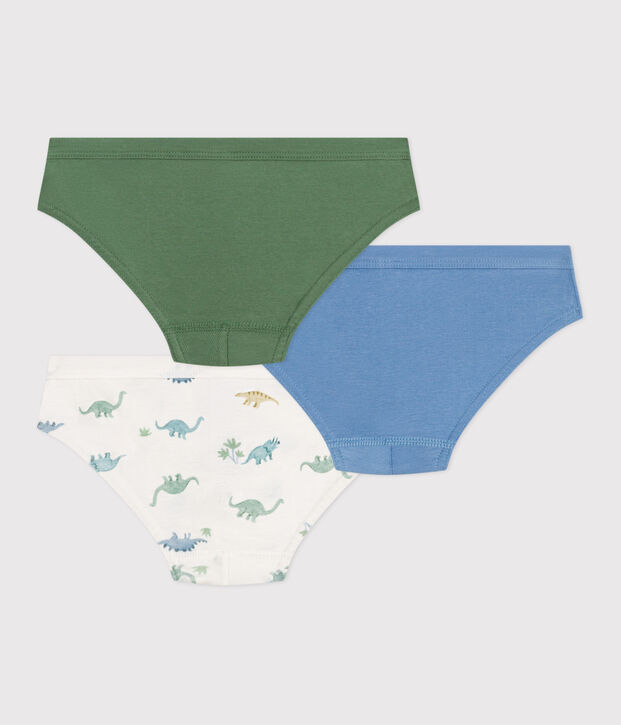 Lot de 3 slips enfant en coton imprim&eacute; dinosaures multicouleur