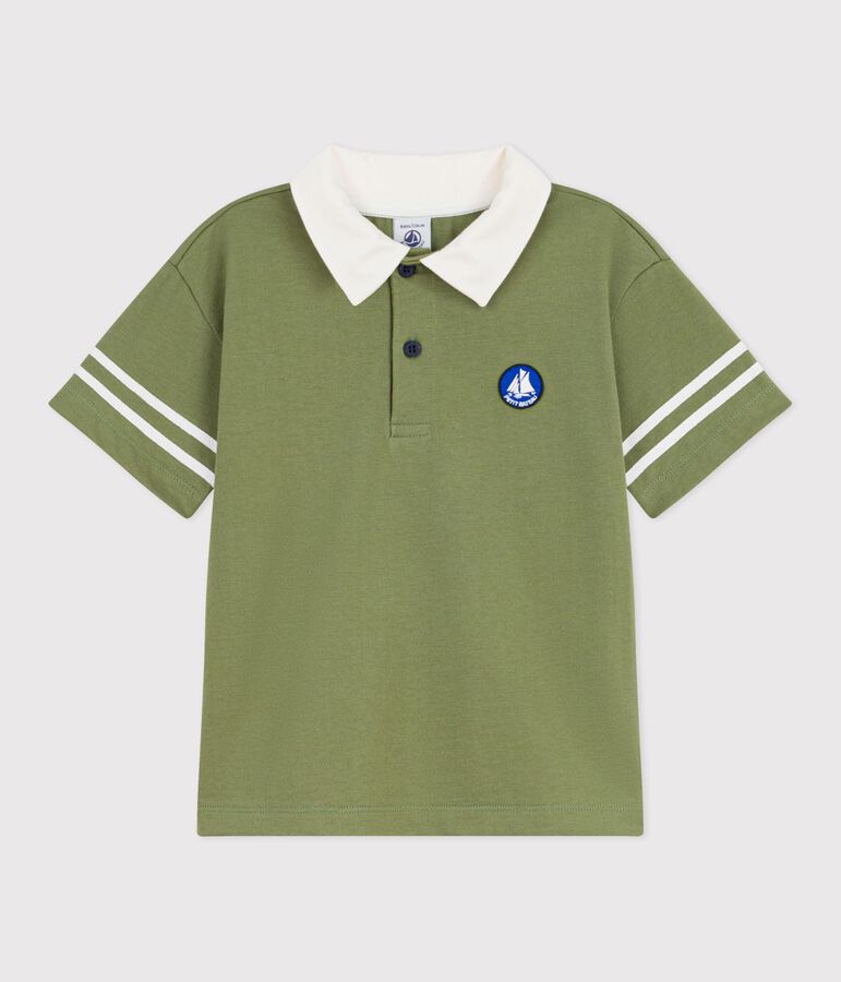 Polo enfant &agrave; manches courtes en coton vert OLIVINE