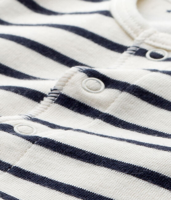 Ensemble bébé 3 pièces réversible beige COQUILLE/bleu SMOKING