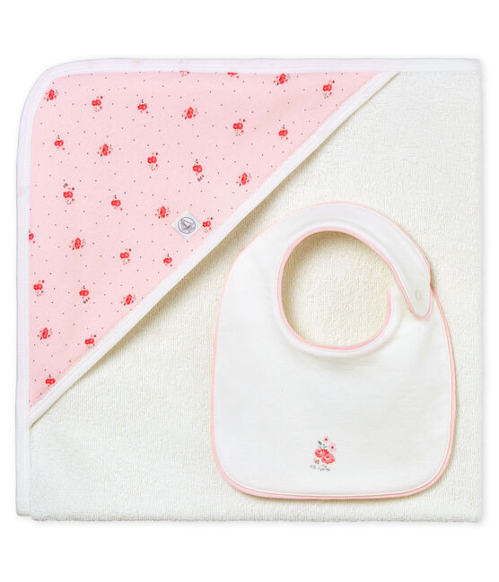 Coffret carré de bain et bavoir bébé fille variante 1