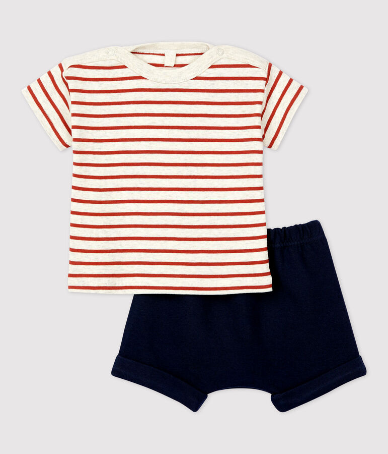 Ensemble 2 pi&egrave;ces ray&eacute; en coton bio b&eacute;b&eacute; beige MONTELIMAR/ OMBRIE