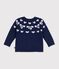 Pull b&eacute;b&eacute; en laine et coton &agrave; motifs n&oelig;uds bleu/&eacute;cru