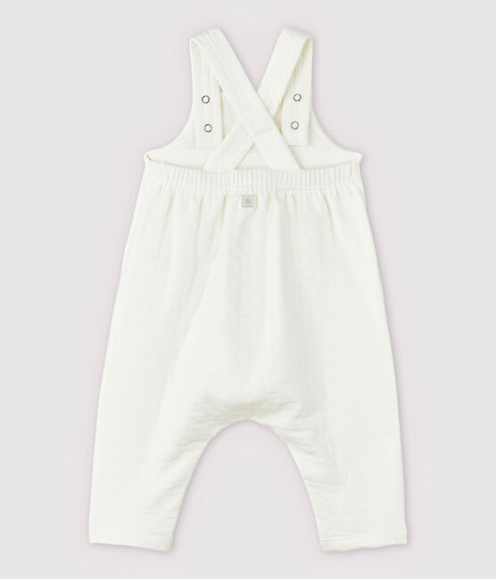 Salopette blanche bébé en tubique en coton biologique blanc MARSHMALLOW