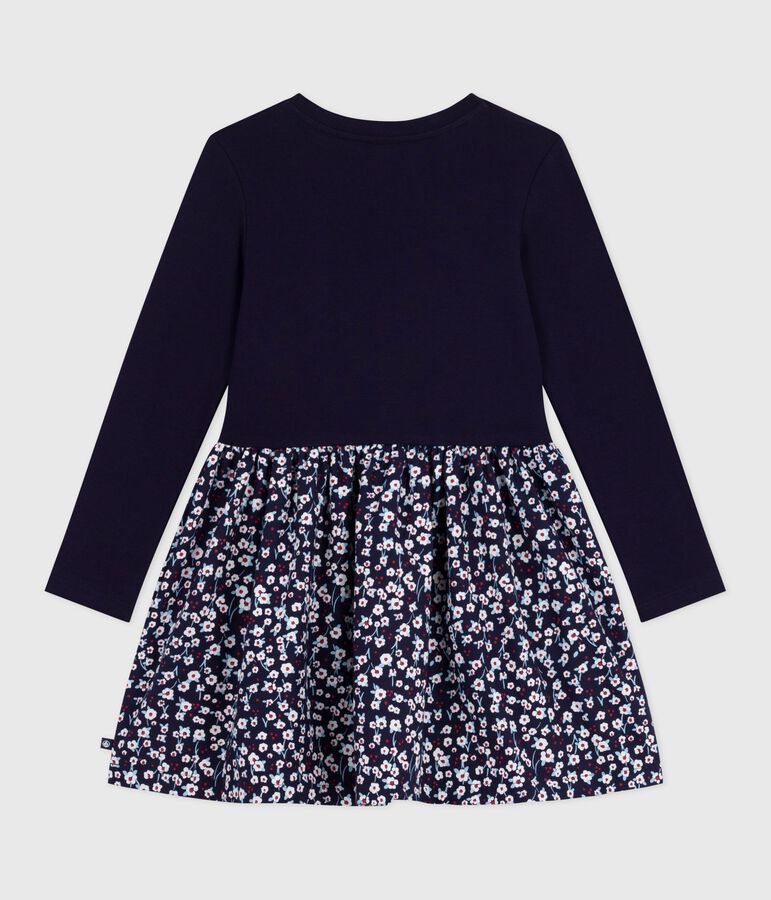 Robe enfant manches longues en coton bleu SOIR/ MULTICO