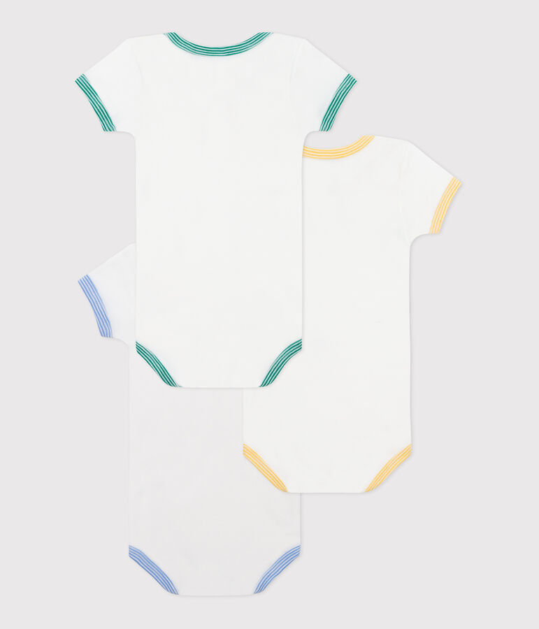 Lot de 3 bodies manches courtes en coton animaux b&eacute;b&eacute;s multicouleur