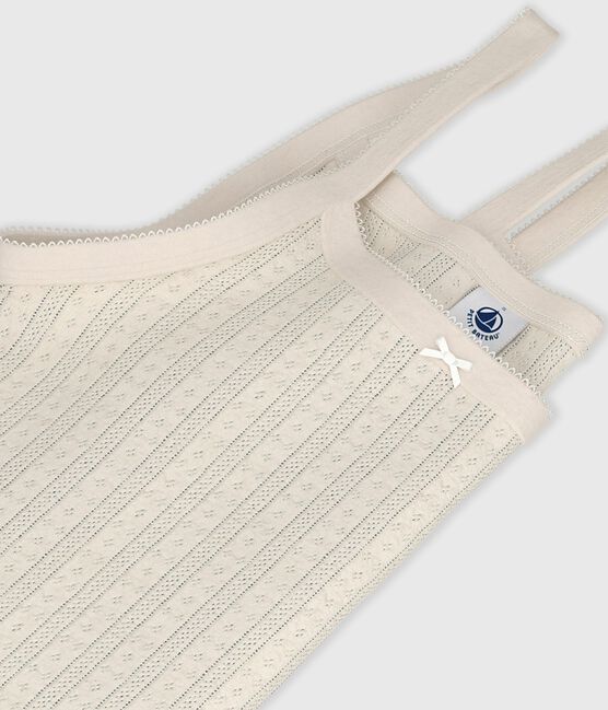 Chemise à bretelles femme en coton ajouré écru MILK