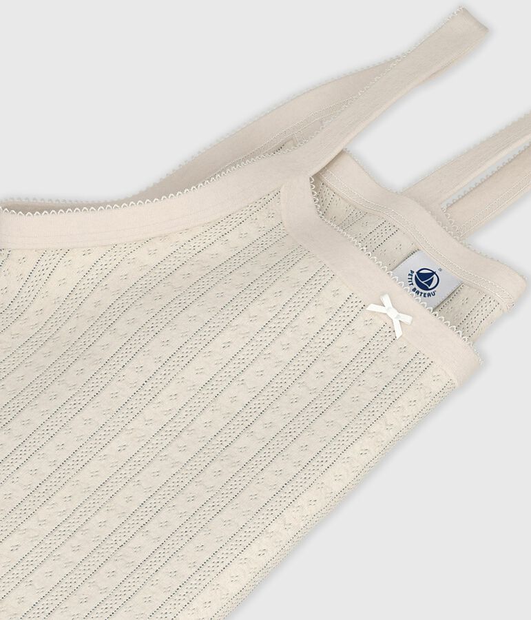 Chemise &agrave; bretelles femme en coton ajour&eacute; &eacute;cru MILK