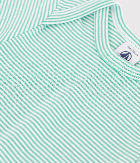 Body manches courtes en coton imprimé bébé vert ALOEVERA/blanc MARSHMALLOW