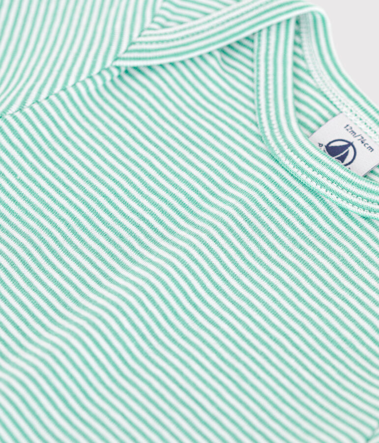 Body manches courtes en coton imprim&eacute; b&eacute;b&eacute; vert ALOEVERA/blanc MARSHMALLOW