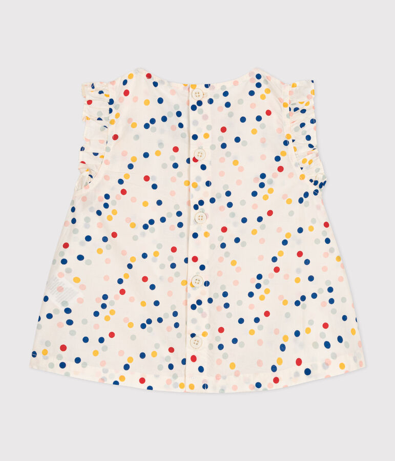 Blouse sans manche en popeline b&eacute;b&eacute; blanc MARSHMALLOW/blanc MULTICO