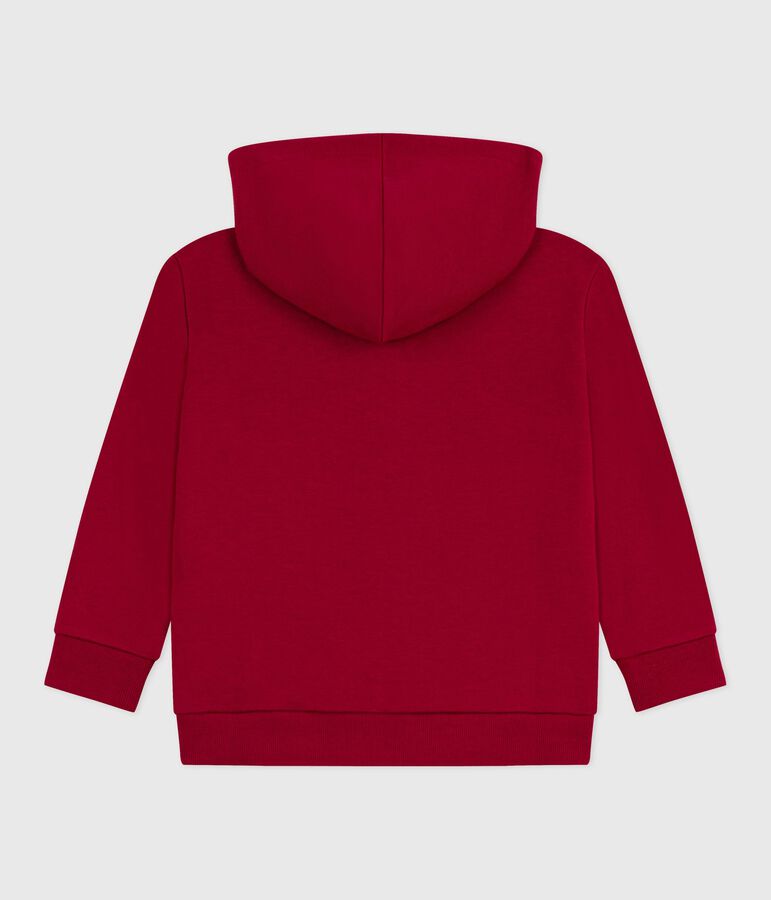Sweatshirt zipp&eacute; enfant en coton uni rouge