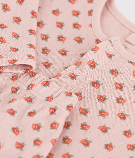 Ensemble en tubique imprimé fleuri bébé rose SALINE/blanc MULTICO