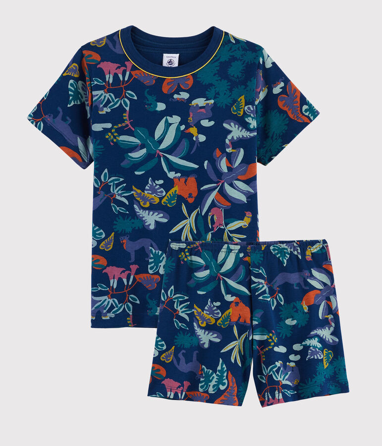 Pyjacourt imprim&eacute; jungle petit gar&ccedil;on en c&ocirc;te bleu/multicouleur