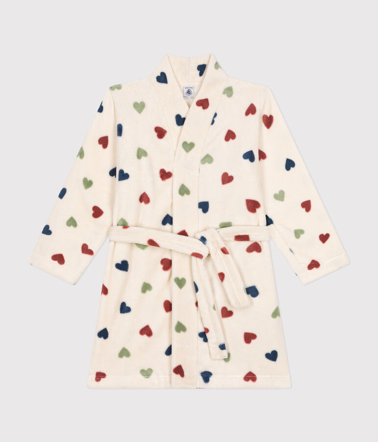 Robe de chambre en polaire imprim&eacute;e enfant blanc AVALANCHE/ MULTICO