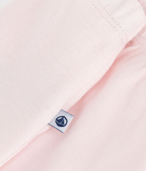 Pantalon &agrave; pied naissance en coton uni rose clair