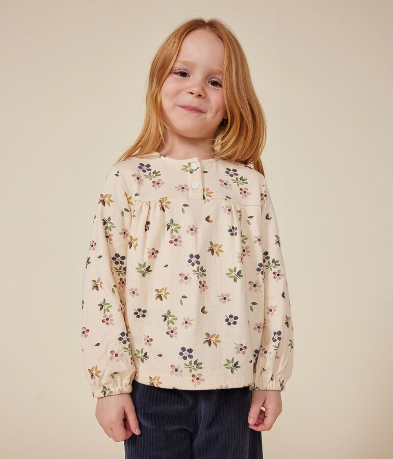 Blouse manches longues en tubique enfant fille blanc AVALANCHE/ MULTICO