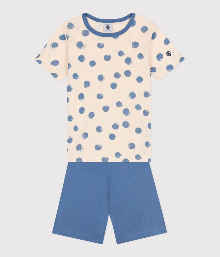Pyjama short enfant en coton bleu BEACH/ MULTICO