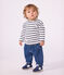 Tee-shirt b&eacute;b&eacute; en coton manches longues &agrave; rayures blanc/bleu