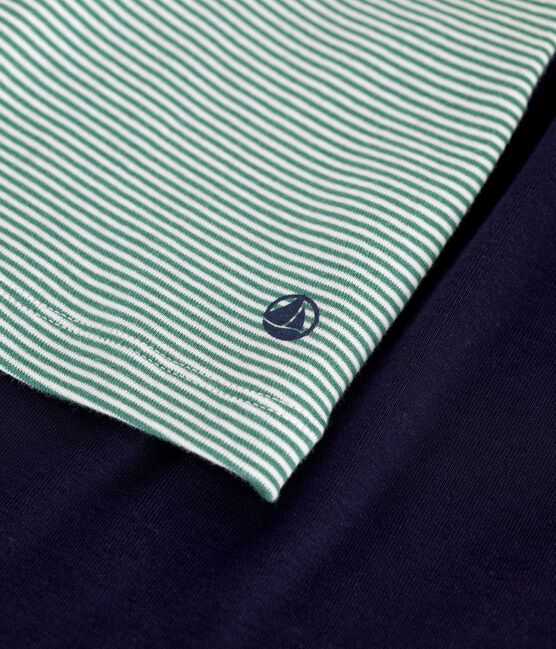 Pyjama short enfant en coton à rayures bleu SOIR/ MULTICO