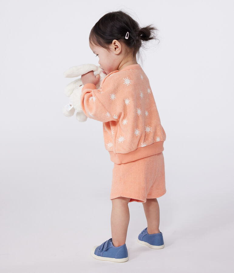 Sweat b&eacute;b&eacute; en coton &eacute;ponge, imprim&eacute; soleils orange/blanc