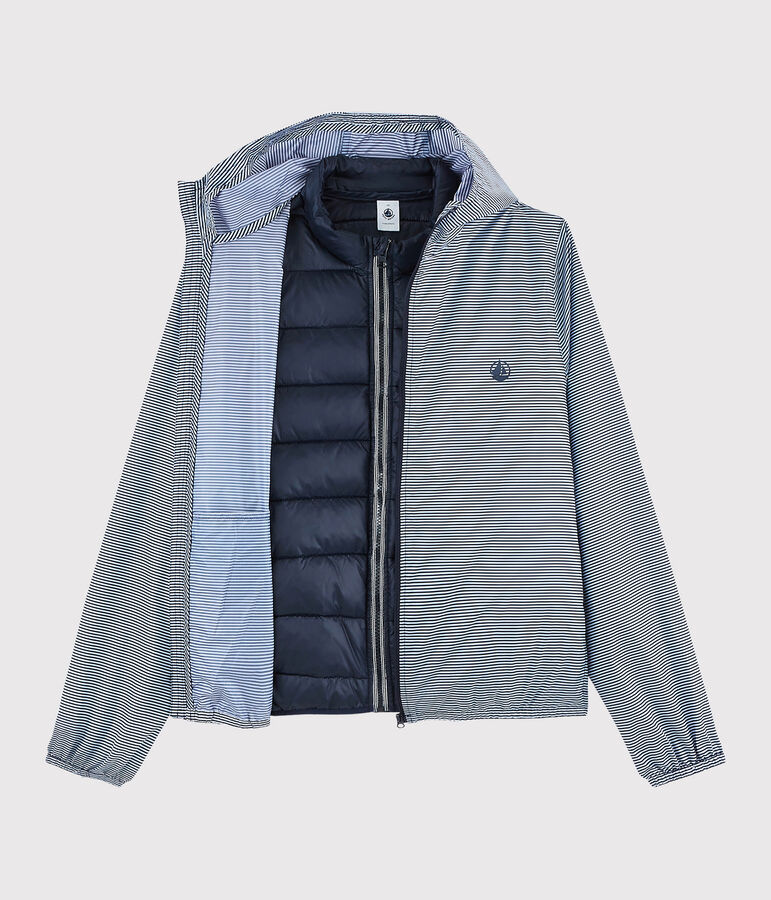 Coupe-vent 3 en 1 recycl&eacute; Femme bleu/blanc