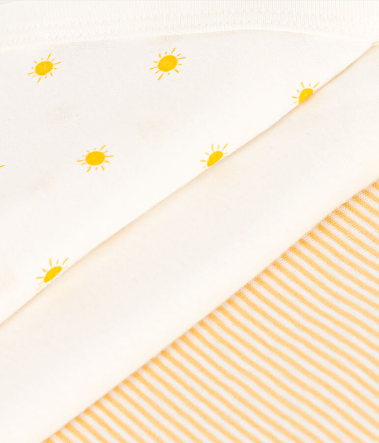 Lot de 3 bodies crois&eacute;s manches courts en coton b&eacute;b&eacute; multicouleur