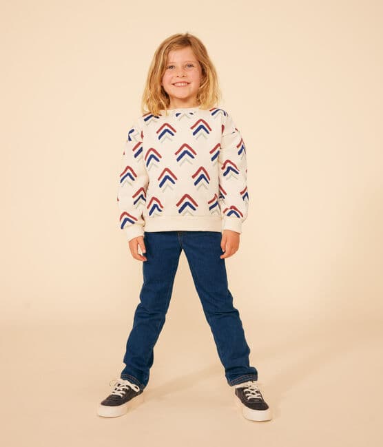 Sweatshirt imprimé en molleton enfant blanc AVALANCHE/ MULTICO