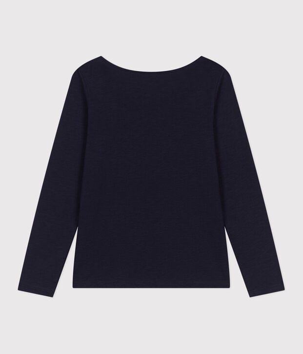 Tee-shirt Le Droit manches longues col danseuse en jersey flamm&eacute; femme bleu