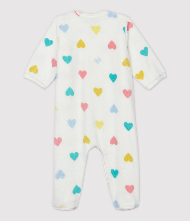 Surpyjama &agrave; c&oelig;urs b&eacute;b&eacute; en polaire blanc/multicouleur
