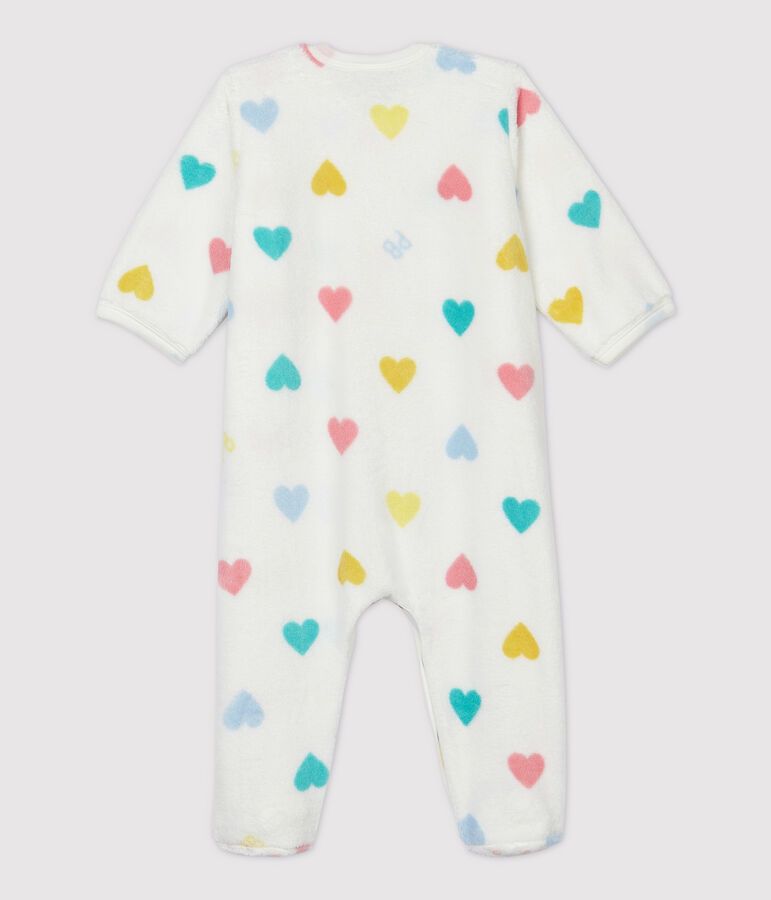 Surpyjama &agrave; c&oelig;urs b&eacute;b&eacute; en polaire blanc MARSHMALLOW/blanc MULTICO