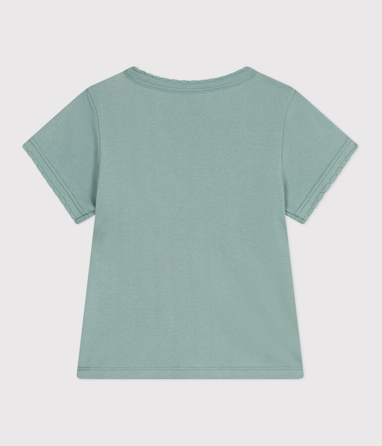 Teeshirt enfant en coton manches courtes uni vert PAUL