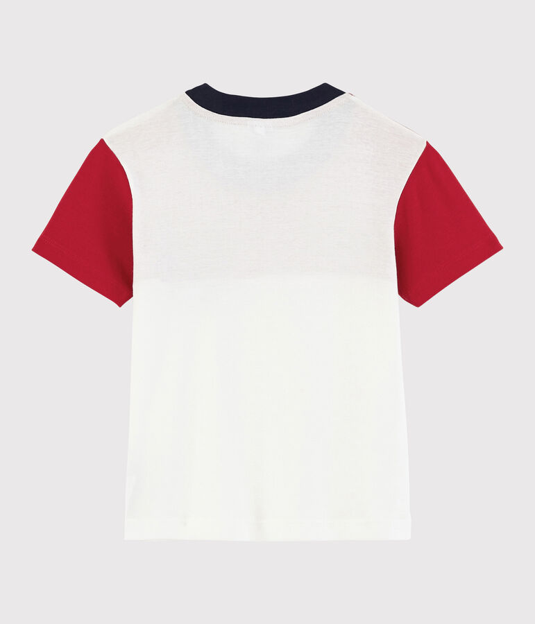 Tee-shirt manches courtes en coton enfant gar&ccedil;on rouge/blanc