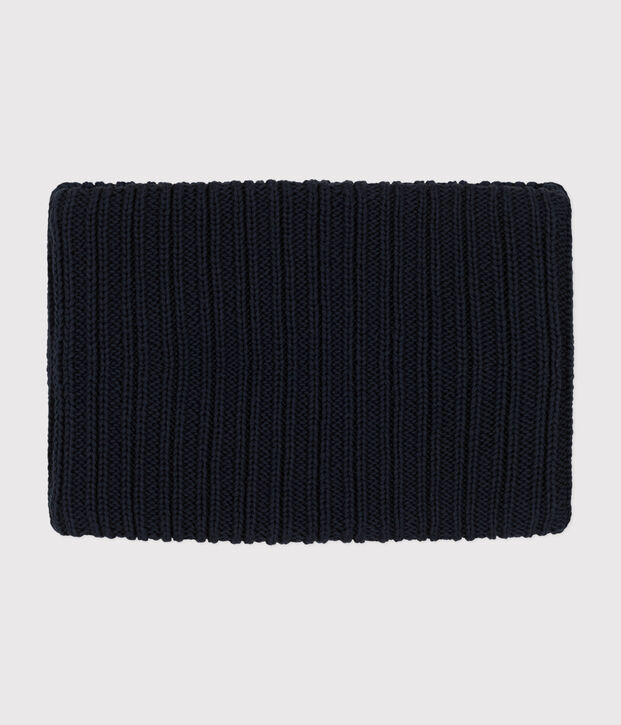 Snood en tricot doubl&eacute; en polaire enfant bleu