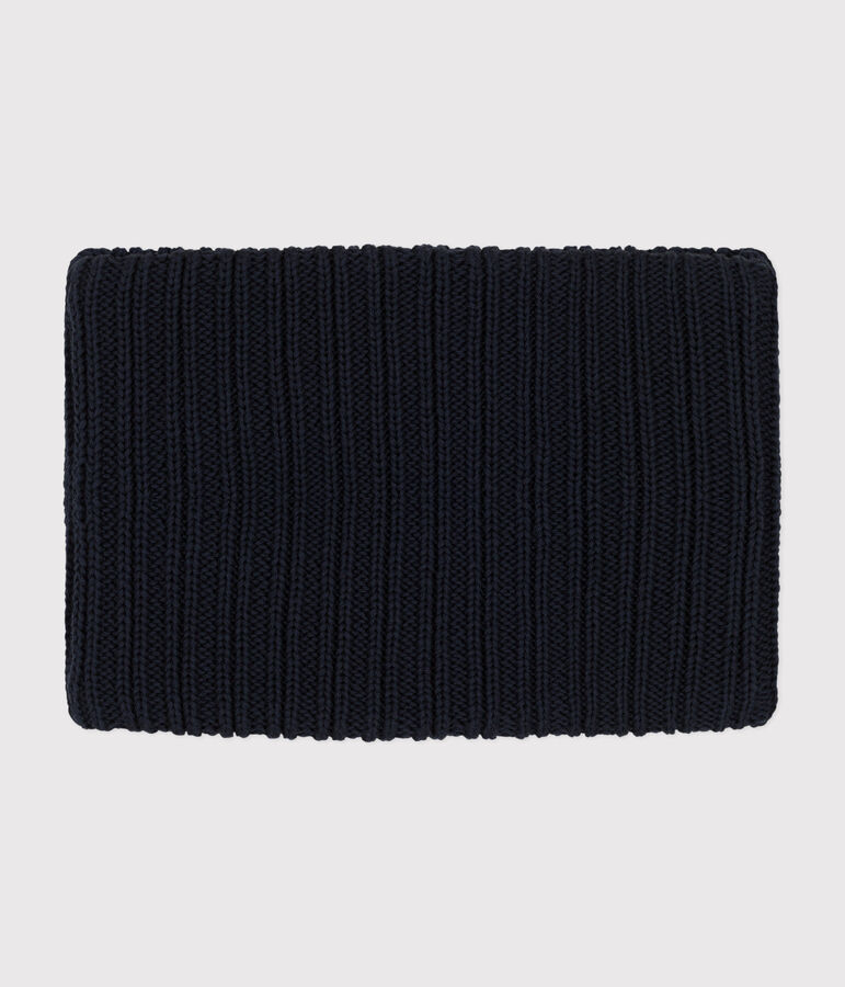 Snood en tricot doubl&eacute; en polaire enfant bleu