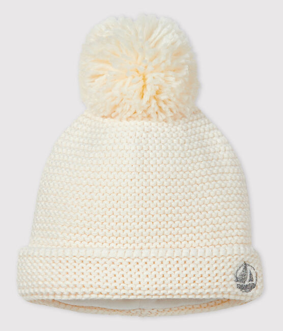 Bonnet à pompom bébé fille/garçon blanc MARSHMALLOW