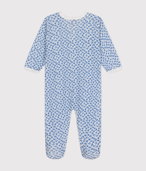 Pyjama imprim&eacute; fleurs en coton b&eacute;b&eacute; bleu/bleu