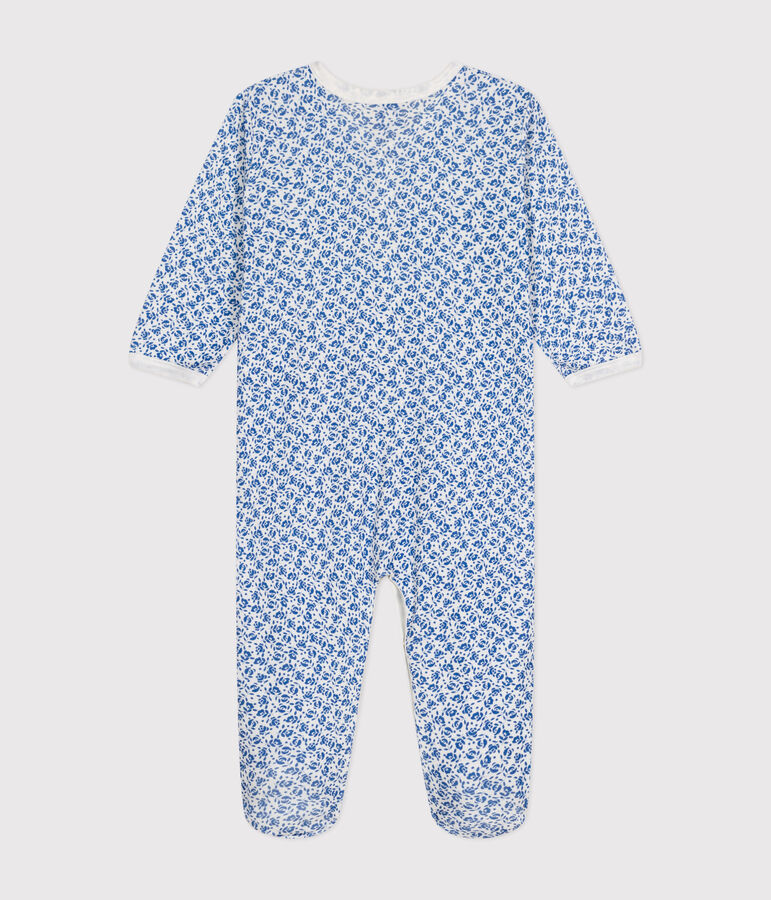 Pyjama imprim&eacute; fleurs en coton b&eacute;b&eacute; bleu MARSHMALLOW/ INCOGNITO