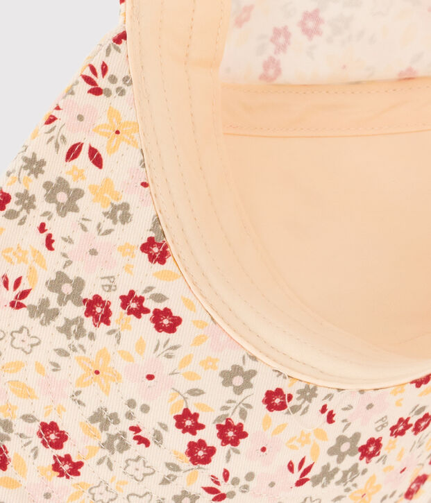 Casquette fleurs enfant fille &eacute;cru/multicouleur